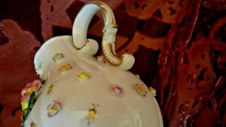 Rare Antique 18th C MEISSEN Porcelain Coffee Pot.  FLOWERS AND INSECTS. 10