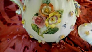 Rare Antique 18th C MEISSEN Porcelain Coffee Pot.  FLOWERS AND INSECTS. 6