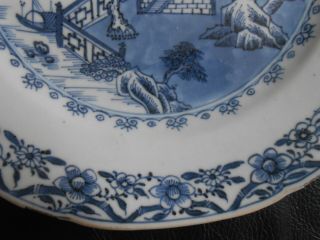 ANTIQUE 18THC CHINESE QIANLONG BLUE & WHITE PORCELAIN WATERY LANDSCAPE PLATE 4