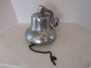 Antique Vintage Chromed Brass 5 Inch Ship Sailboat Bell With Chain Lanyard