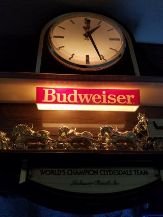 Vintage 70 ' s Budweiser Clydesdales Clock.  Very / Bar Game Room Man Cave 3