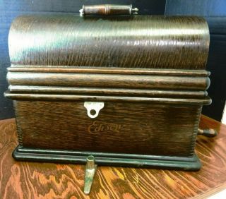 Antique Edison Home Phonograph Model A W/ Crank & Model C Reproducer Very Good