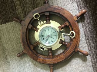 Ships Time Quartz Wood Ship Wheel Clock Ships Clock Quartz