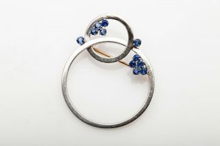 Vintage Art Deco $6000 2ct Natural Blue Sapphire Platinum Circle Brooch Pin 16g