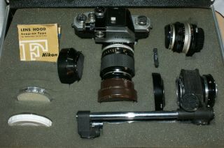 Vintage Nikon F Tn Photomic Camera W/bellows,  50mm 1.  4 43/86 Mm Zoom,  Filters