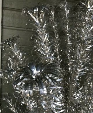 MCM Vintage Evergleam 94 Branch 6 Ft.  Aluminum Stainless Silver Pom X Mas Tree 4