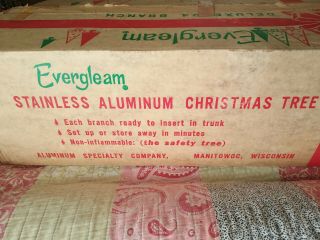 MCM Vintage Evergleam 94 Branch 6 Ft.  Aluminum Stainless Silver Pom X Mas Tree 8