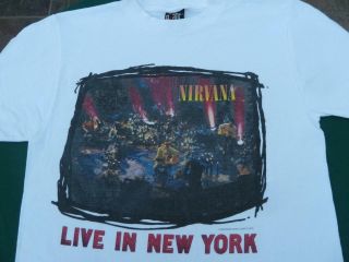 Vintage 90s Nirvana Kurt Cobain Mens M/l? T - Shirt Mtv Unplugged Live In Ny 1995