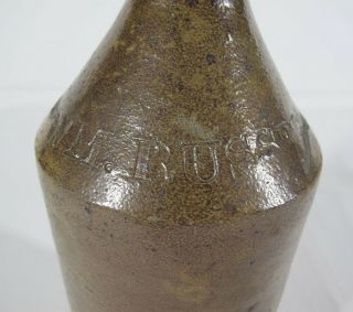 Antique C 1855 Pre Prohibition Stoneware Beer Bottle Baltimore Wm Russell Yqz