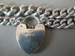 VINTAGE SILVER CHARM BRACELET ENGLISH STERLING HEART FANCY PADLOCK LARGE CHAIN 5