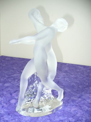 Rare Vintage French Lalique Glass Dual Nude Dancing Woman Figures - L@@k