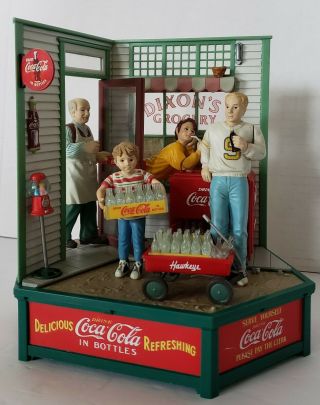 RARE Vintage Coca Cola Enesco Dixon ' s Grocery Shop Multi - Action Music Box 3