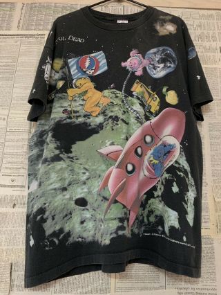 Vtg Greatful Dead Standing On The Moon All Over Print Rock Band T - Shirt