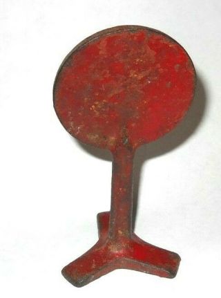 Vintage 1930`s Arcade Cast Iron Red Railroad Traffic Sign 3 1/2 