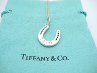 Vintage Tiffany & Co.  Sterling Silver T & Co.  Horseshoe Pendant Necklace 18 "