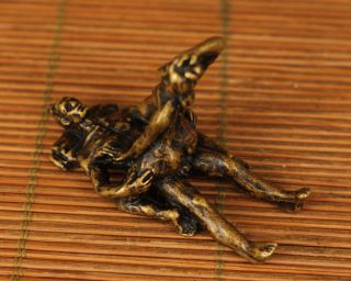 Rare Copper Old Handmade Carved Sexual Culture Art Statue Figure Netsuke Gift
