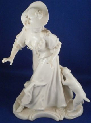 Antique Nymphenburg Porcelain Lady Bitten By Dog Figurine Porzellan Figure Figur