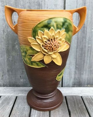 Vintage Roseville Water Lily Vase Brown 83 - 15 " C.  1943