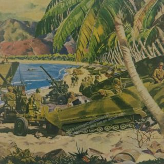 1945 Us Army M - 29 Weasel Tank Ww2 Pacific Battle Art Studebaker Vintage Print Ad