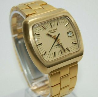 Longines Ultra Quartz Gold Electroplated Cybernetic Watch Rare And Running