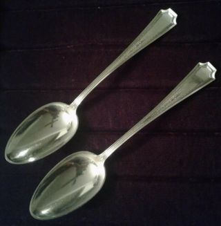 Pair (2) Wm B.  Durgin Sterling Silver 8.  5 " Serving Spoon Fairfax 1910 No Monogrm