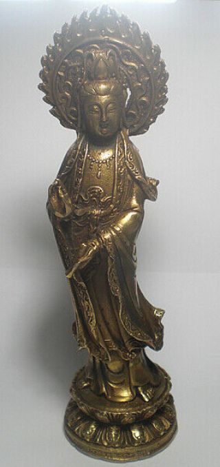 A Well Modeled Chinese Heavy Brass Figure Of Guan Yin