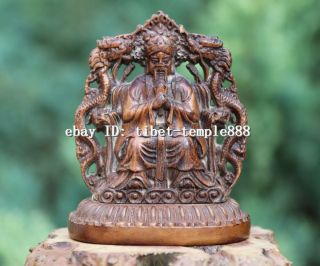 9 Cm Chinese Boxwood Handwork Supernatural Being Eastern Sea Dragon King Statue