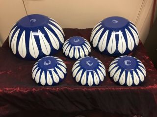Set of 6 Vintage Cathrineholm Dark Blue Enamel Lotus Bowls 2