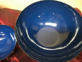Set of 6 Vintage Cathrineholm Dark Blue Enamel Lotus Bowls 6