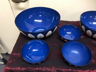 Set of 6 Vintage Cathrineholm Dark Blue Enamel Lotus Bowls 7