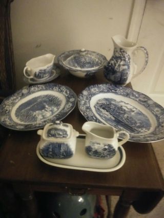 Vintage Staffordshire Liberty Blue Ironstone Specialty Set