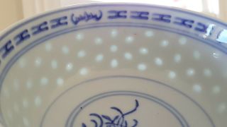 Chinese vintage Art Deco oriental antique blue & white translucent bowl 5