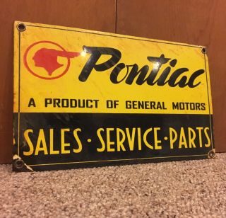 Vintage Pontiac Authorized Service Porcelain Parts Dealership Sign