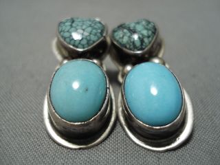 Exceptional Vintage Navajo Sleeping Beauty Turquoise Sterling Silver Earrings