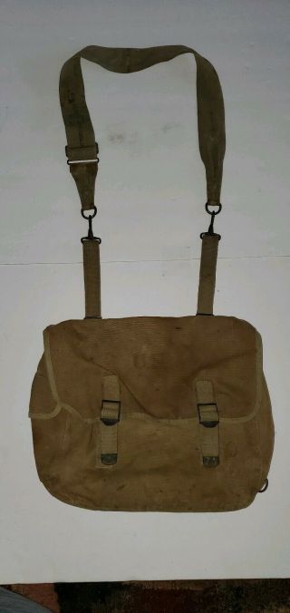 World War 2 Ww2 Wwii Us Army Canvas Field Bag (musette Bag) With Strap -