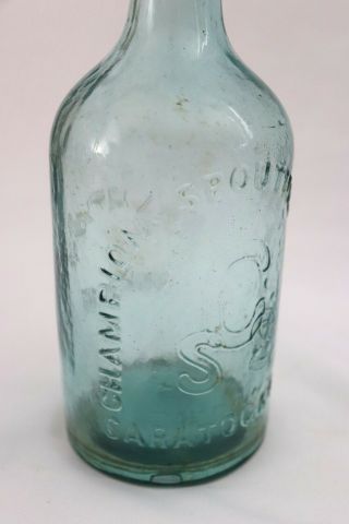 Antique Rare Champion Spouting Spring Saratoga York Water Vtg Glass Bottle 3