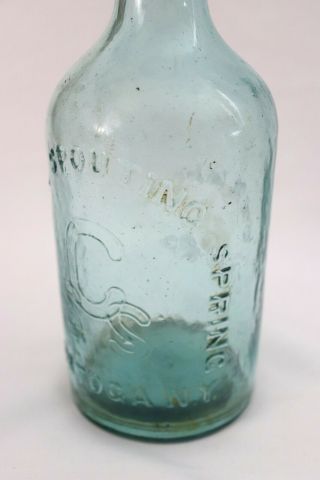 Antique Rare Champion Spouting Spring Saratoga York Water Vtg Glass Bottle 4