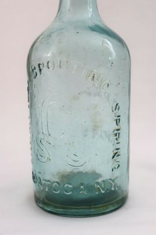Antique Rare Champion Spouting Spring Saratoga York Water Vtg Glass Bottle 5