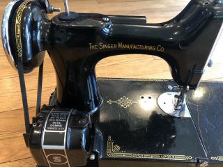 Singer Sewing Machine Featherweight 221 Vintage 1941 3 - 110 Black W/ Case