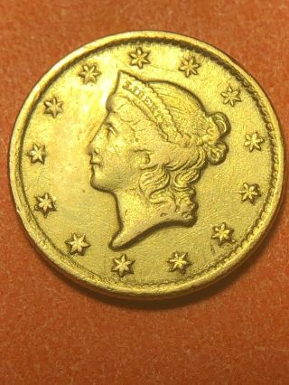 RARE 1853 C Charlotte NC United States $1 Dollar Gold Coin 6