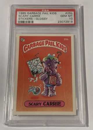1985 Topps Garbage Pail Kids 25b Scary Carrie Psa 10 Gem Glossy Rare Os1