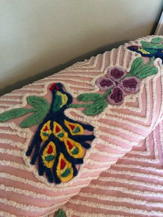 vintage chenille peacock bedspread.  Full size vibrant color 4