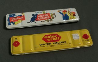 2 Vintage Watercolors Paint In Tin Container - Colorcraft Lindsey 