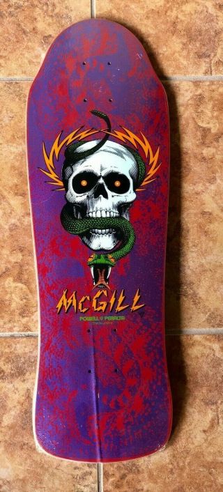 Nos Vintage 1986 Powell Peralta Mike Mcgill Rare Snake Skin Skateboard Deck