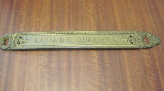 Vintage Brass Captains Quarters Door Plaque Sign From A Local Estate