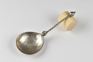 17th Century Dutch Silver Spoon With Corkscrew Handle & Cherub Head