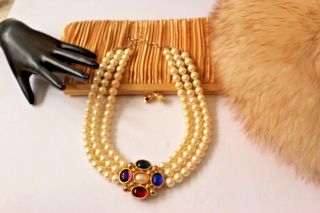 REGAL MOGHUL SIGNED CORO GRIPOIX JEWELS OF INDIA FAUX PEARL COLLAR NECKLACE ND6 2