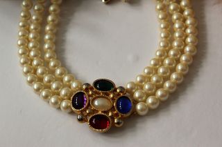 REGAL MOGHUL SIGNED CORO GRIPOIX JEWELS OF INDIA FAUX PEARL COLLAR NECKLACE ND6 4