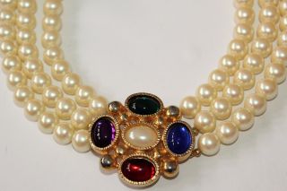 REGAL MOGHUL SIGNED CORO GRIPOIX JEWELS OF INDIA FAUX PEARL COLLAR NECKLACE ND6 5