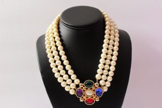 REGAL MOGHUL SIGNED CORO GRIPOIX JEWELS OF INDIA FAUX PEARL COLLAR NECKLACE ND6 6